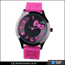 lovely pink silicone hand watch for girl